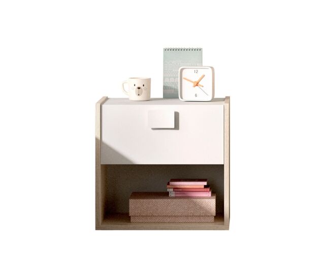 Conjunto de dormitorio top pack 2 cama + mesita + escritorio + armario blanco/natural