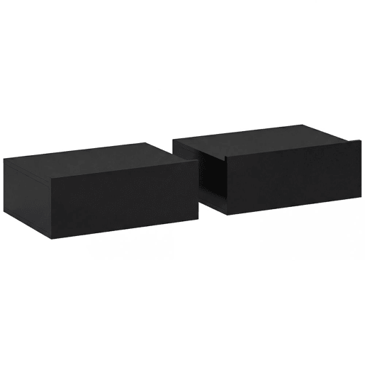 HOMCOM Conjunto de 2 Mesas de Cabeceira de Parede Mesas de Cabeceira Flutuantes com 1 Gaveta Mesas Auxiliares para Quarto Casa Design Simples 40x30x15 cm Preto
