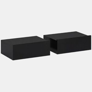 HOMCOM Conjunto de 2 Mesas de Cabeceira de Parede Mesas de Cabeceira Flutuantes com 1 Gaveta Mesas Auxiliares para Quarto Casa Design Simples 40x30x15 cm Preto