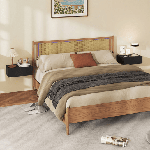 HOMCOM Conjunto de 2 Mesas de Cabeceira de Parede Mesas de Cabeceira Flutuantes com 1 Gaveta Mesas Auxiliares para Quarto Casa Design Simples 40x30x15 cm Preto