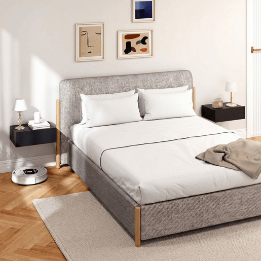 HOMCOM Conjunto de 2 Mesas de Cabeceira de Parede Mesas de Cabeceira Flutuantes com 1 Gaveta Mesas Auxiliares para Quarto Casa Design Simples 40x30x15 cm Preto