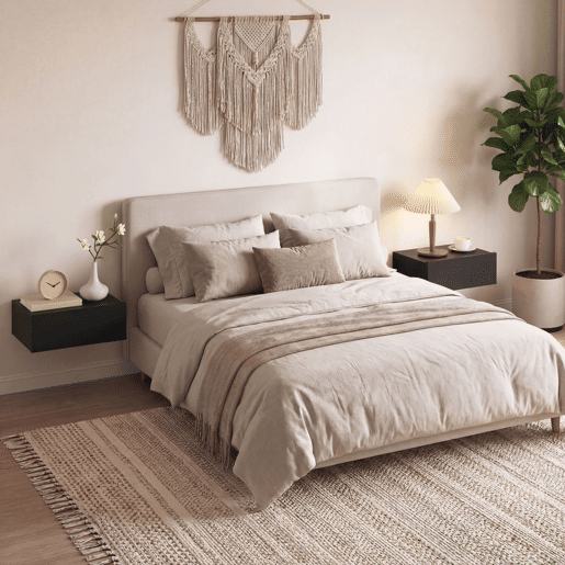 HOMCOM Conjunto de 2 Mesas de Cabeceira de Parede Mesas de Cabeceira Flutuantes com 1 Gaveta Mesas Auxiliares para Quarto Casa Design Simples 40x30x15 cm Preto