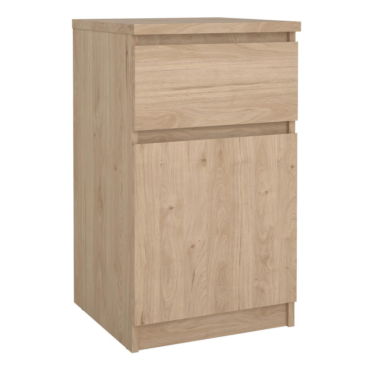 Mesita de Noche, Mesa Auxiliar Sil Oak con 1 Puerta y 1 Cajón