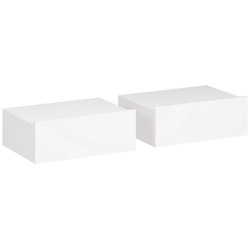 HOMCOM Conjunto de 2 Mesas de Cabeceira de Parede, Mesas de Cabeceira Flutuantes com 1 Gaveta, Estilo Moderno, Mesas Auxiliares para Quarto, Casa, Design Simples, 40x30x15 cm, Branco