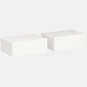 HOMCOM Conjunto de 2 Mesas de Cabeceira de Parede, Mesas de Cabeceira Flutuantes com 1 Gaveta, Estilo Moderno, Mesas Auxiliares para Quarto, Casa, Design Simples, 40x30x15 cm, Branco