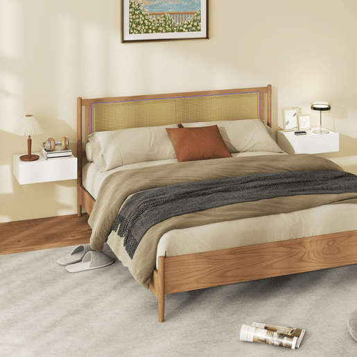 HOMCOM Conjunto de 2 Mesas de Cabeceira de Parede, Mesas de Cabeceira Flutuantes com 1 Gaveta, Estilo Moderno, Mesas Auxiliares para Quarto, Casa, Design Simples, 40x30x15 cm, Branco