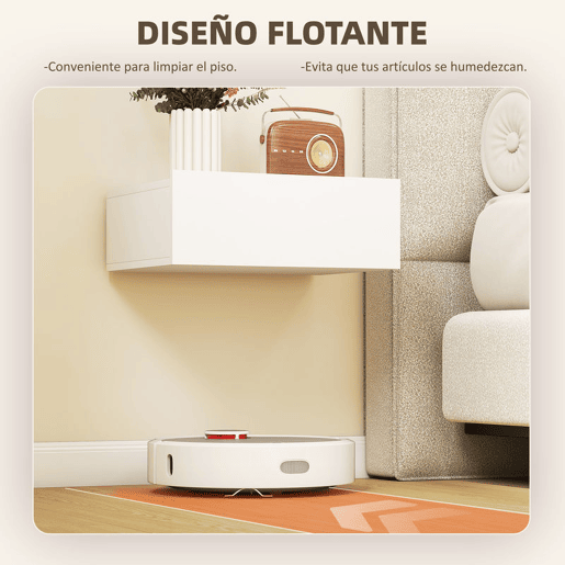 HOMCOM Conjunto de 2 Mesas de Cabeceira de Parede, Mesas de Cabeceira Flutuantes com 1 Gaveta, Estilo Moderno, Mesas Auxiliares para Quarto, Casa, Design Simples, 40x30x15 cm, Branco
