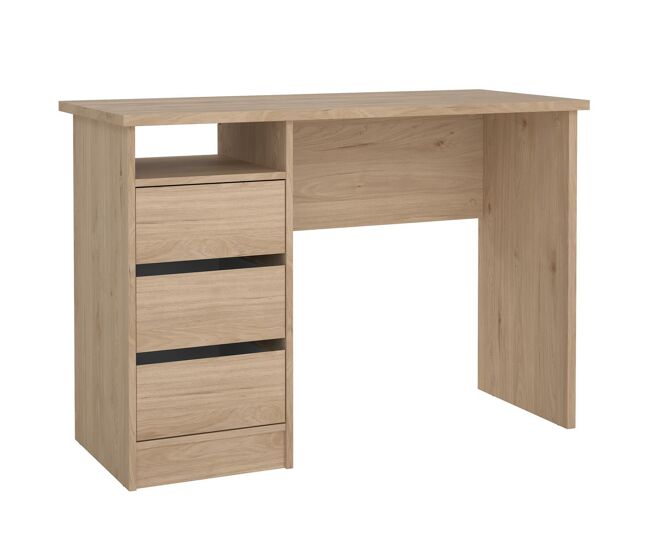 Mesa escritorio de ordenador sil oak con 3 cajones, color jackson hickory, 110 x 49 x 76 cm