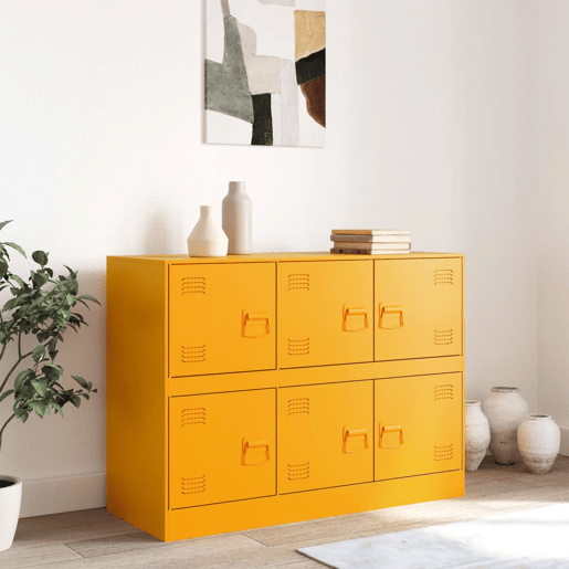 Aparador - Bufete - Móvei de apoio 99x39x73 cm aço amarelo mostarda pt2194