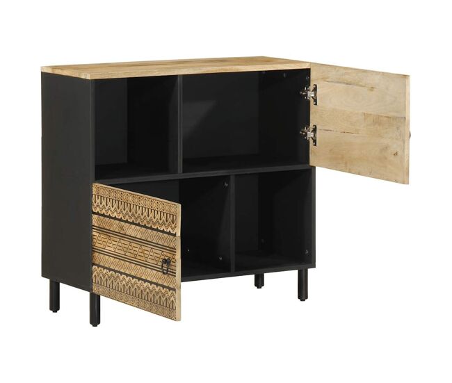 Aparador - mueble de almacenamiento de madera maciza de mango rugosa 80x33,5x75 cm es3898