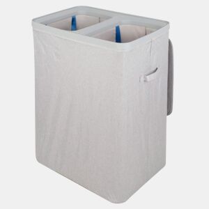 Max Home Cesto de roupa 56x40x67 cm 100 litros cinza claro com dois compartimentos e sacos removíveis