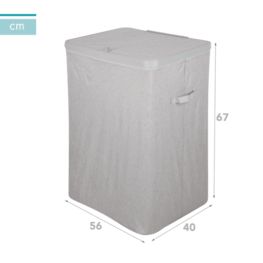 Max Home Cesto de roupa 56x40x67 cm 100 litros cinza claro com dois compartimentos e sacos removíveis