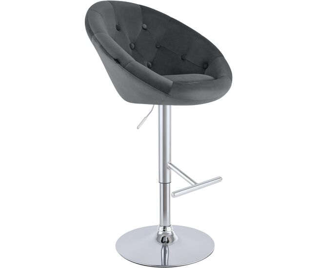 Taburete de bar london de terciopelo gris oscuro 57x65x66 cm