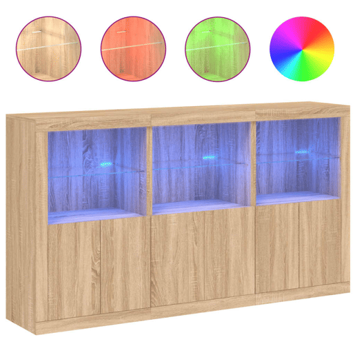 Aparador - Bufete - Móvei de apoio com luzes LED 181,5x37x100 cm carvalho sonoma pt2069