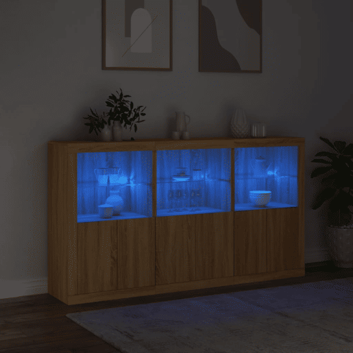 Aparador - Bufete - Móvei de apoio com luzes LED 181,5x37x100 cm carvalho sonoma pt2069