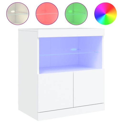 Aparador - Bufete - Móvei de apoio com luzes LED 60x37x67 cm branco pt1936