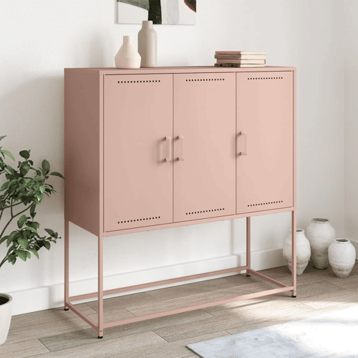 Aparador - Bufete - Móvei de apoio alto 100,5x39x107 cm aço rosa pt2358