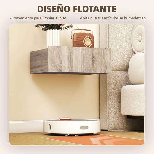 HOMCOM Conjunto de 2 Mesas de Cabeceira de Parede, Mesas de Cabeceira Flutuantes com 1 Gaveta, Estilo Moderno, Mesas Auxiliares para Quarto, Casa, Design Simples, 40x30x15 cm, Carvalho
