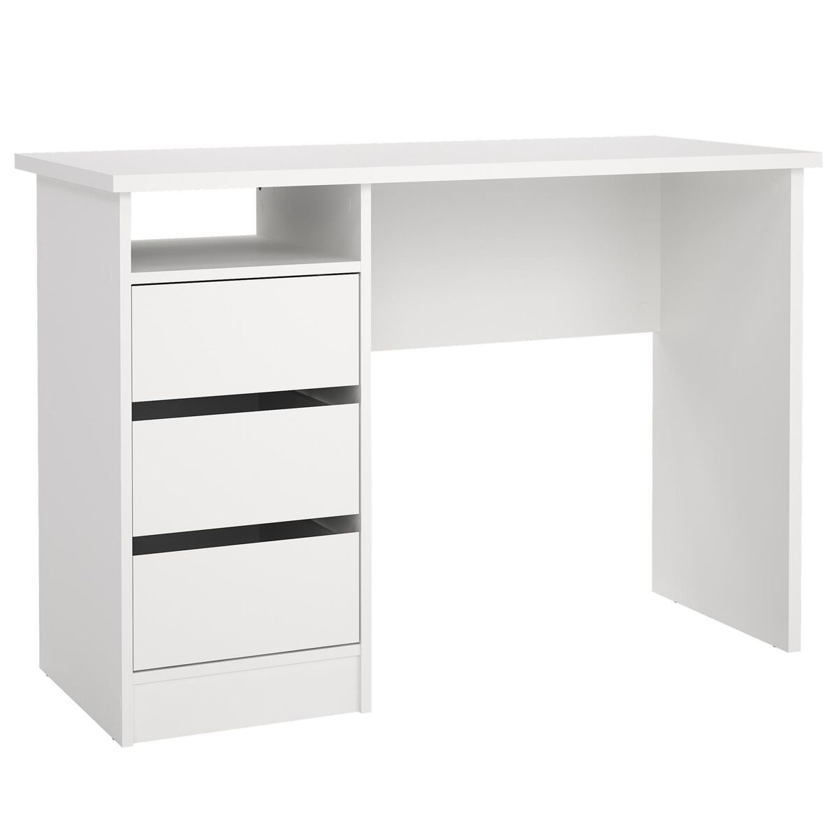 Mesa escritorio para ordenador júcar white con 3 cajones,color blanco, 110 x 49 x 76 cm