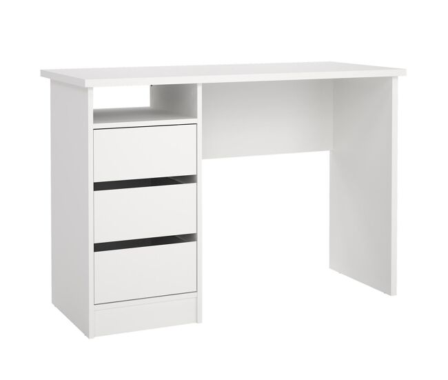 Mesa escritorio para ordenador júcar white con 3 cajones,color blanco, 110 x 49 x 76 cm