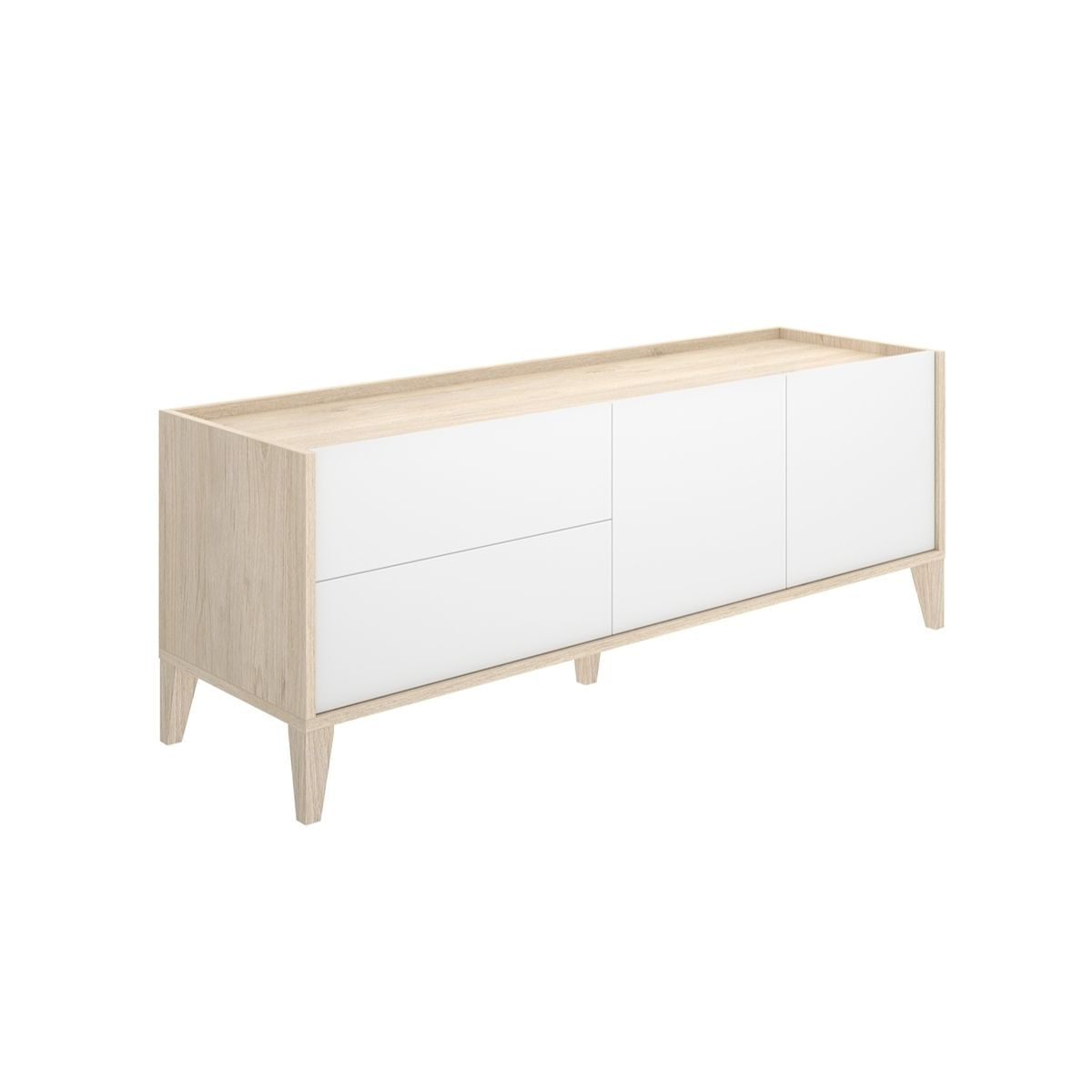 mueble de tv bari 2 cajones con armario doble blanconatural 501x129x392 cm
