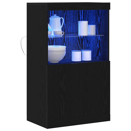 Aparador - Bufete - Móvei de apoio LED Preto 60 x 37 x 100 cm Madeira processada pt4180