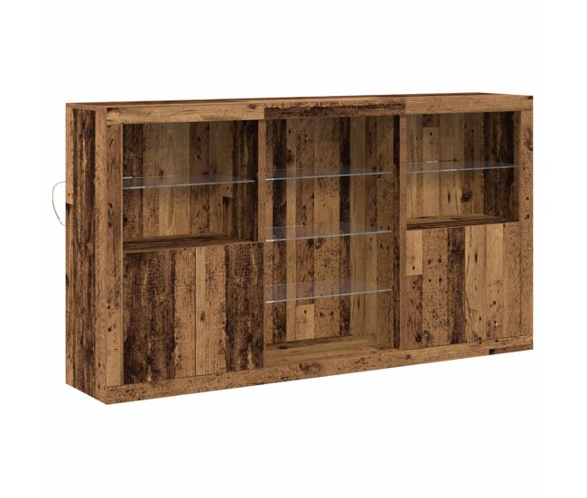 Aparador - mueble de almacenamiento led madera vieja 181,5 x 37 x 100 cm es4155