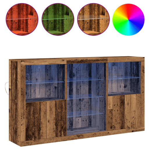 Aparador - Bufete - Móvei de apoio LED Madeira antiga 181,5 x 37 x 100 cm pt4155