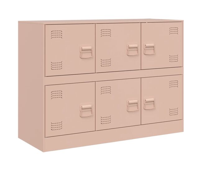 Aparador - mueble de almacenamiento de acero rosa 99x39x73 cm es2386