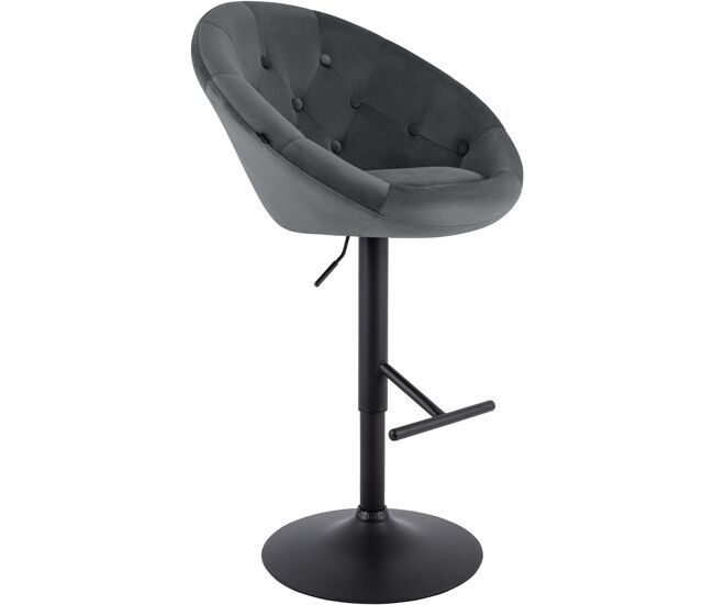 Taburete de bar london de terciopelo gris oscuro 57x65x66 cm