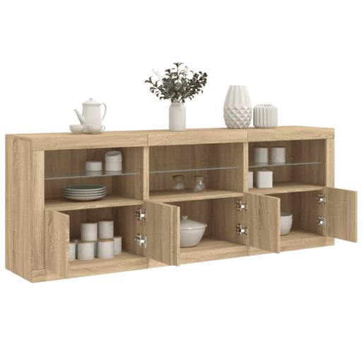 Aparador - Bufete - Móvei de apoio com luzes LED 181,5x37x67 cm carvalho sonoma pt2071