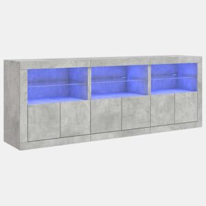 Aparador - Bufete - Móvei de apoio com luzes LED 181,5x37x67 cm cinzento cimento pt1952