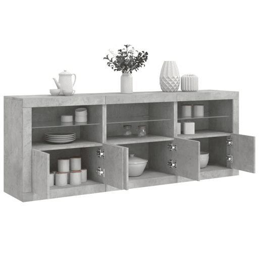 Aparador - Bufete - Móvei de apoio com luzes LED 181,5x37x67 cm cinzento cimento pt1952