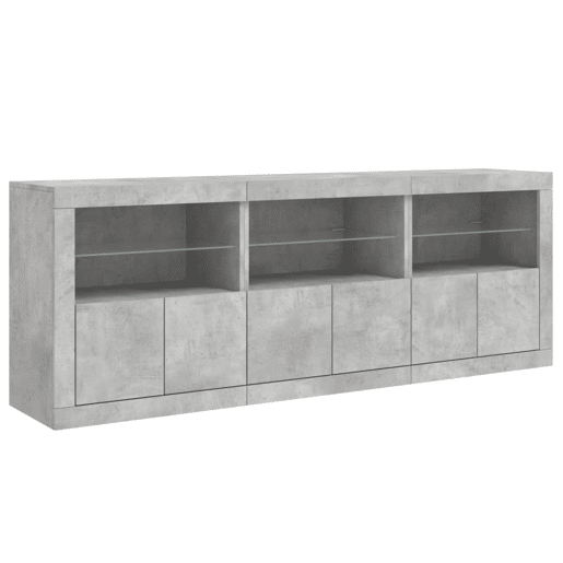 Aparador - Bufete - Móvei de apoio com luzes LED 181,5x37x67 cm cinzento cimento pt1952