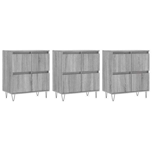 Aparadores - Bufetes - Móveis de apoio 3 pcs madeira processada cinzento sonoma pt5309