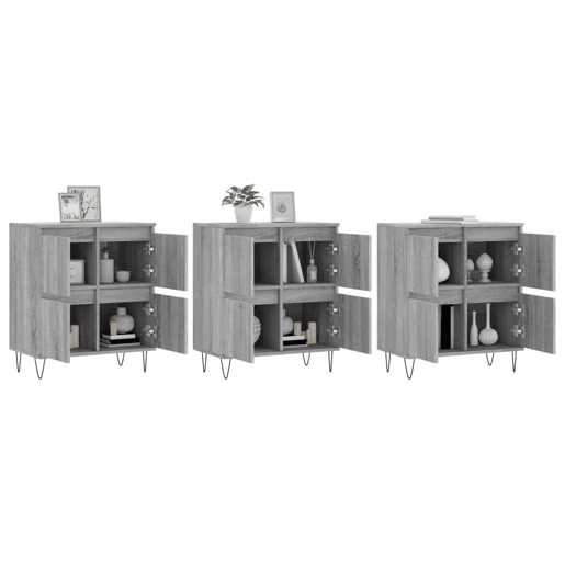 Aparadores - Bufetes - Móveis de apoio 3 pcs madeira processada cinzento sonoma pt5309