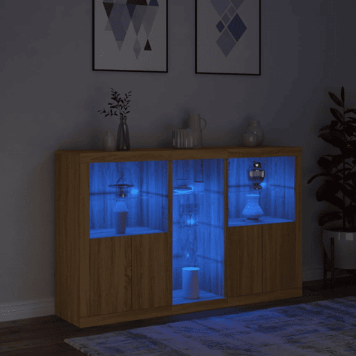 Aparador - Bufete - Móvei de apoio com luzes LED 162x37x100 cm carvalho sonoma pt2064