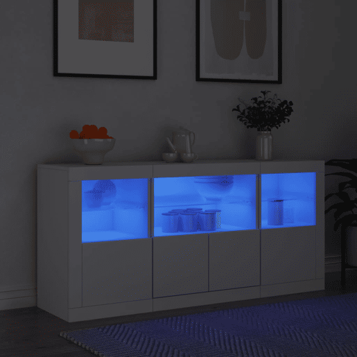 Aparador - Bufete - Móvei de apoio com luzes LED 142,5x37x67 cm branco pt1912