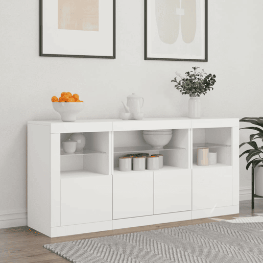 Aparador - Bufete - Móvei de apoio com luzes LED 142,5x37x67 cm branco pt1912