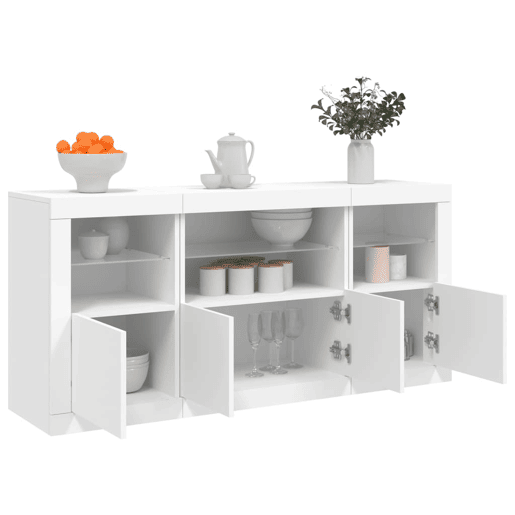 Aparador - Bufete - Móvei de apoio com luzes LED 142,5x37x67 cm branco pt1912