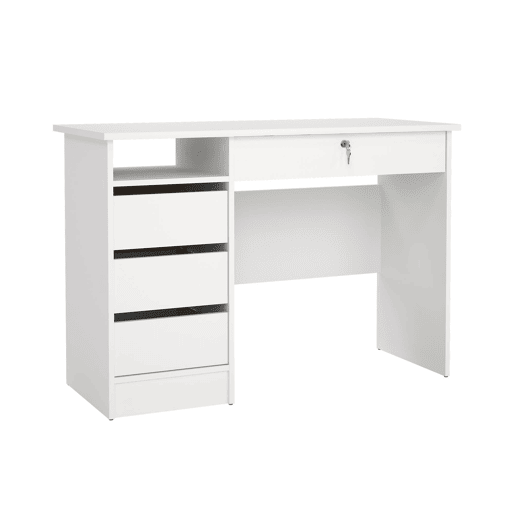 Mesa de estudo Duero White, branca ,110 x 49 x 76 cm