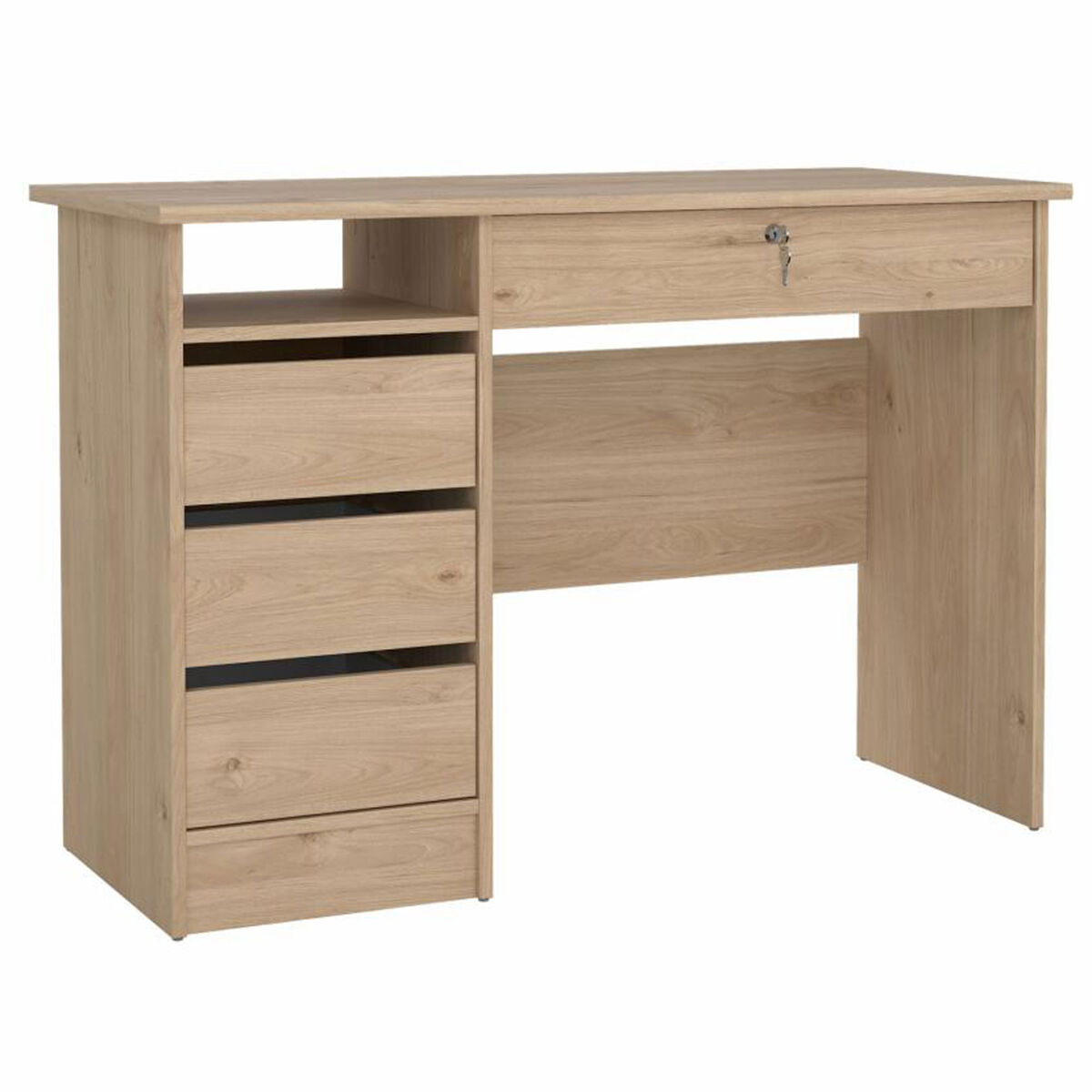 Mesa escritorio de estudio jucar oak con 2 cajones, color roble, 101 x 40 x 77 cm