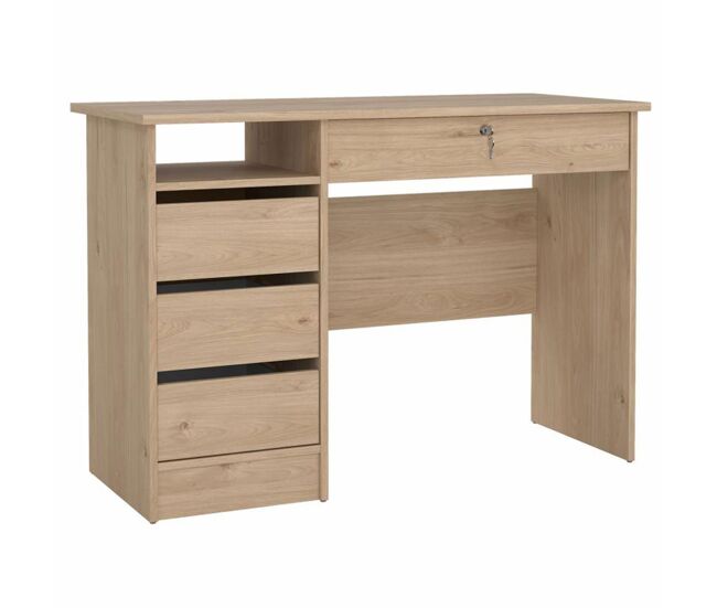Mesa escritorio de estudio jucar oak con 2 cajones, color roble, 101 x 40 x 77 cm