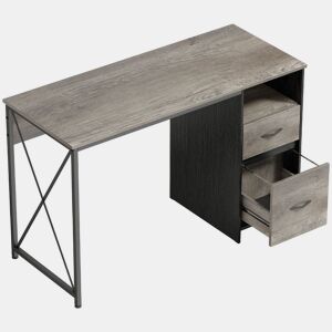 HOMCOM Mesa Gaming 120x50 cm Secretária Gaming Industrial Mesa Gamer com Compartimento e 2 Gavetas para A4 Cartas para Escritório Estúdio Cinzento Claro