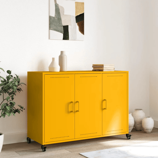 Aparador - Bufete - Móvei de apoio 100,5x39x72 cm aço amarelo mostarda pt2174