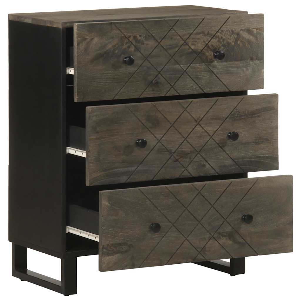 Aparador - mueble de almacenamiento negro 60x33x75 cm madera maciza mango es4801