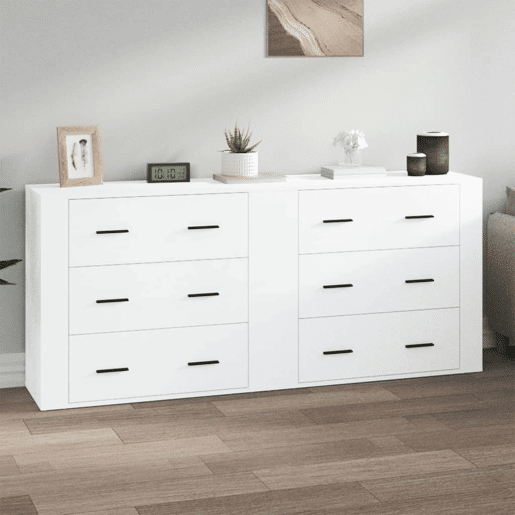 Aparadores - Bufetes - Móveis de apoio 2 pcs derivados de madeira branco pt5083