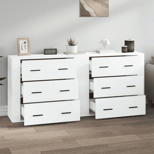 Aparadores - Bufetes - Móveis de apoio 2 pcs derivados de madeira branco pt5083