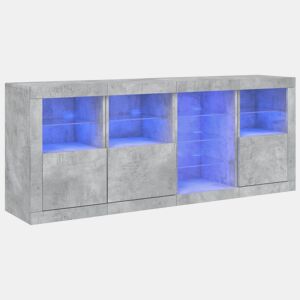 Aparador - Bufete - Móvei de apoio com luzes LED 164x37x67 cm cinzento cimento pt1949