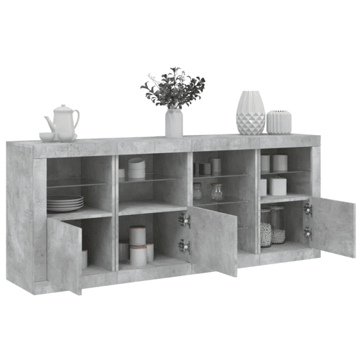 Aparador - Bufete - Móvei de apoio com luzes LED 164x37x67 cm cinzento cimento pt1949